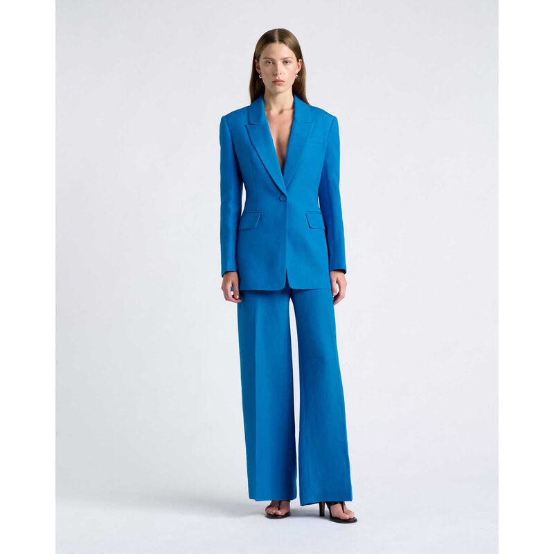 Cue Bright Blue Lustre Linen Blend Blazer image number 3